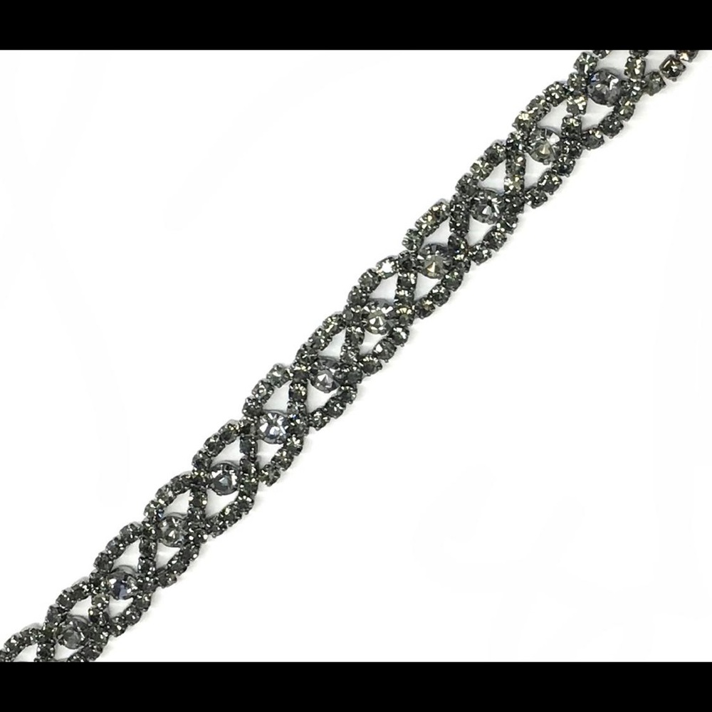 COPY - Rhinestone trim- gunmetal color thin belt